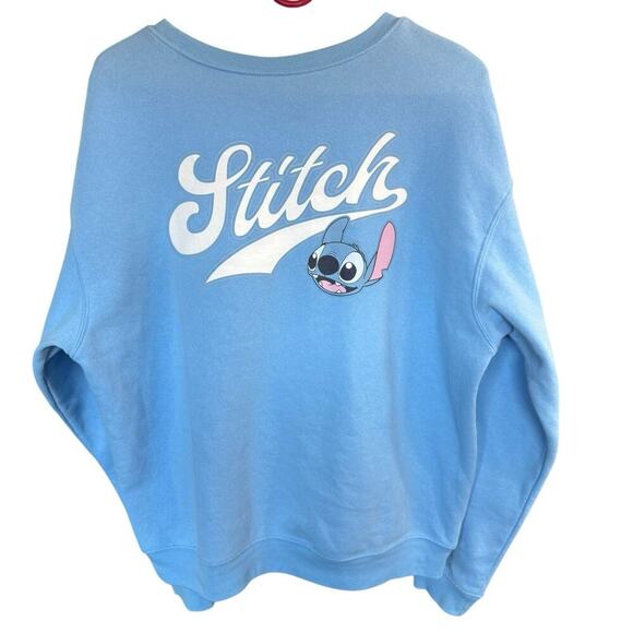 Disney Stitch Embroidered Sweatshirt Fleece Lined XL Blue L/S Whimsical Whimsy - Picture 3 of 7